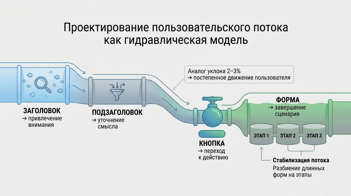 Проектирование пользовательского потока как гидравлическая модель